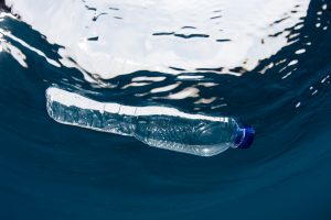 plastic water bottle floating in water